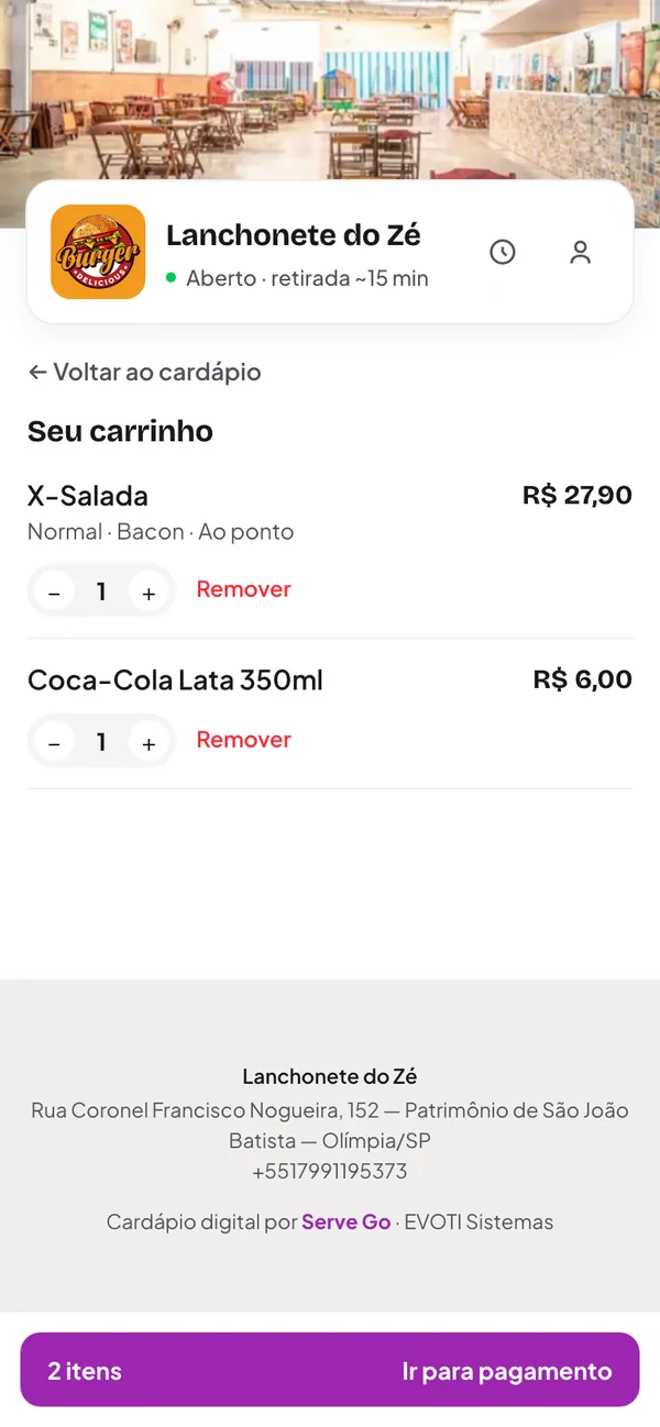 Sacola com X-Salada e Coca-Cola